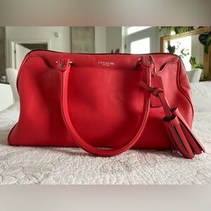Coach Bold Vibrant Coral leather satchel